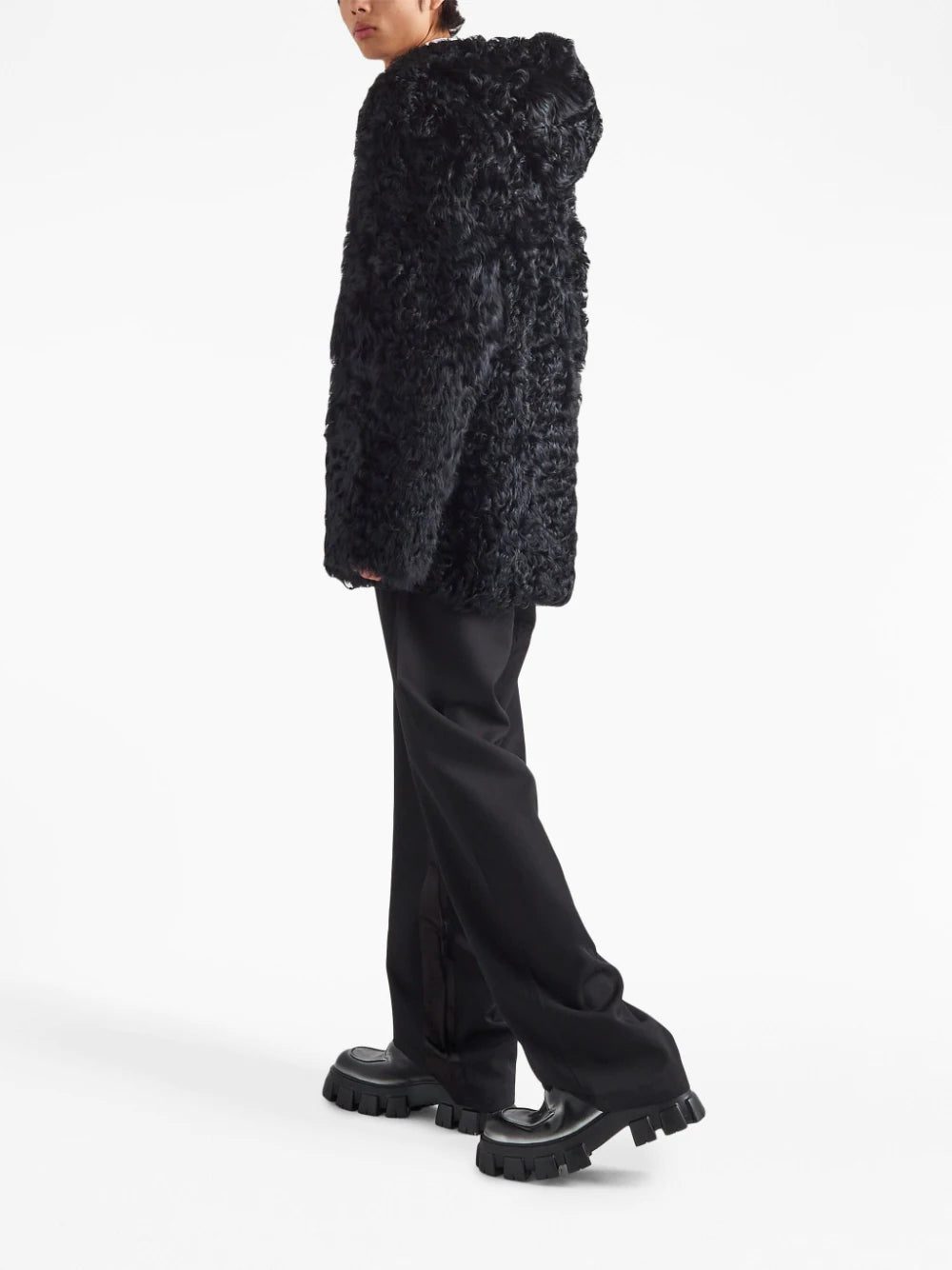 Prada logo-plaque shearling jacket - Image 3