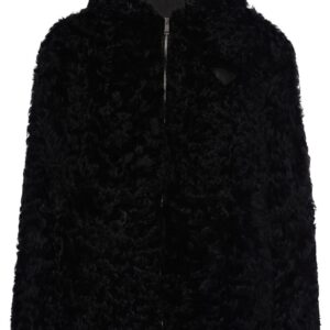 Prada  logo-plaque shearling jacket
