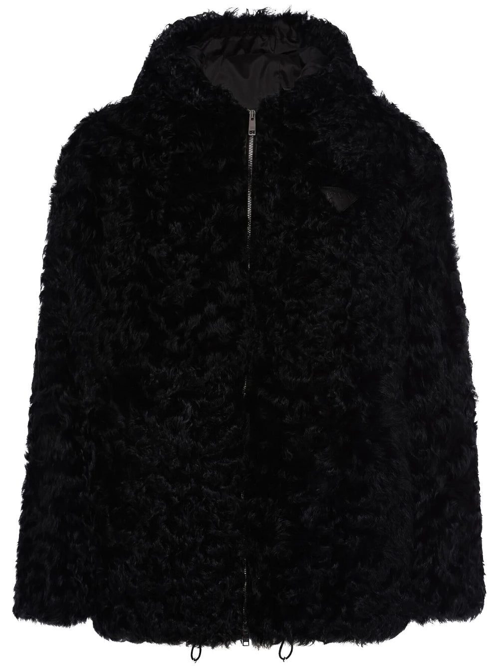 Prada logo-plaque shearling jacket