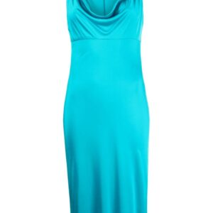 Versace logo-plaque cowl-neck midi dress