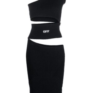 Off-White logo-print cut-out dress