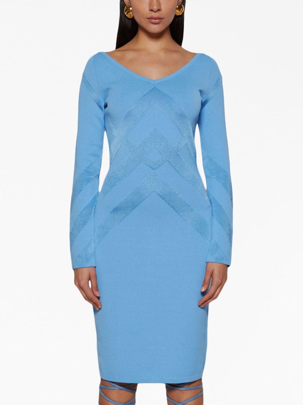 Burberry chevron-jacquard fitted dress - Image 3