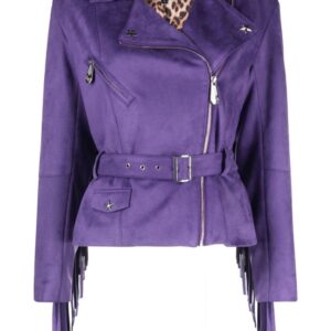 Philipp Plein  fringed studded faux-leather biker jacket