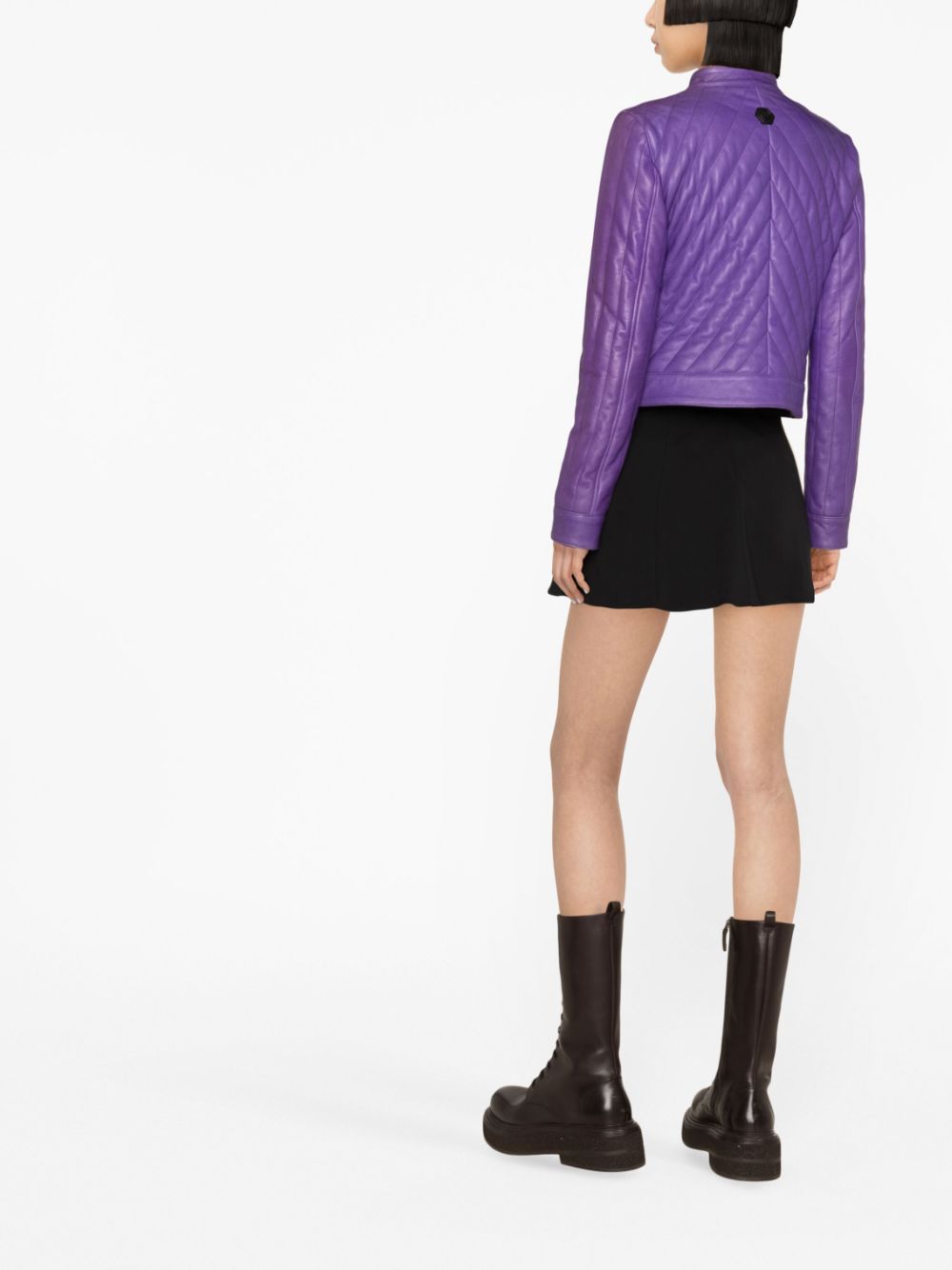 Philipp Plein matelassé leather biker jacket - Image 4