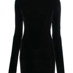 Philipp Plein logo-plaque velvet minidress