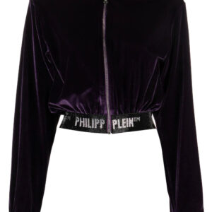 Philipp Plein  logo-embellishment velour hoodie