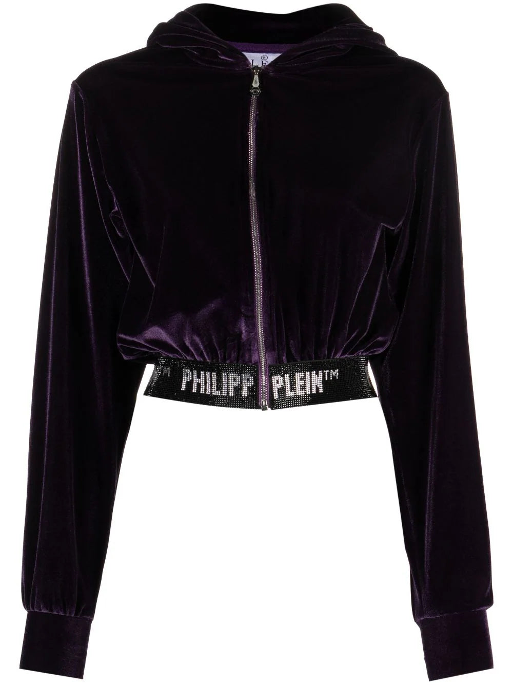 Philipp Plein logo-embellishment velour hoodie
