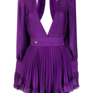 Philipp Plein plunging V-neck pleated dress