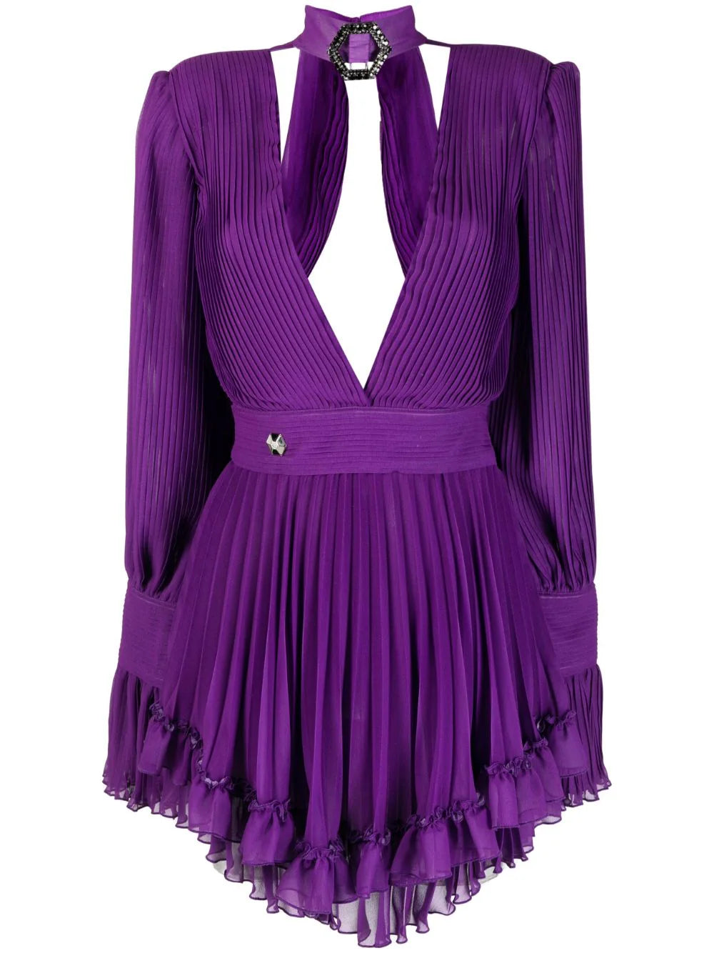Philipp Plein plunging V-neck pleated dress