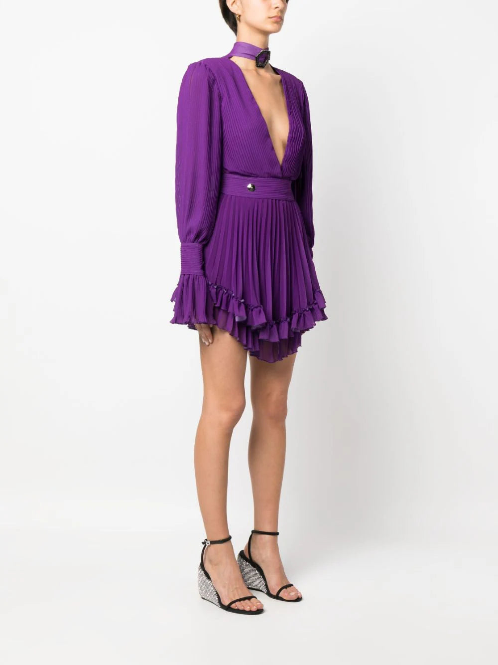 Philipp Plein plunging V-neck pleated dress - Image 3