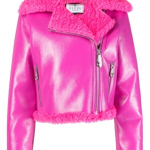 Philipp Plein  faux shearling-trim biker jacket