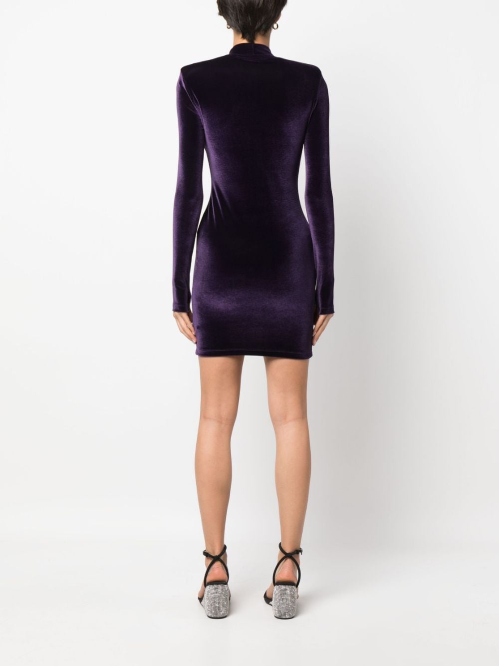 Philipp Plein fitted velour mini dress - Image 4