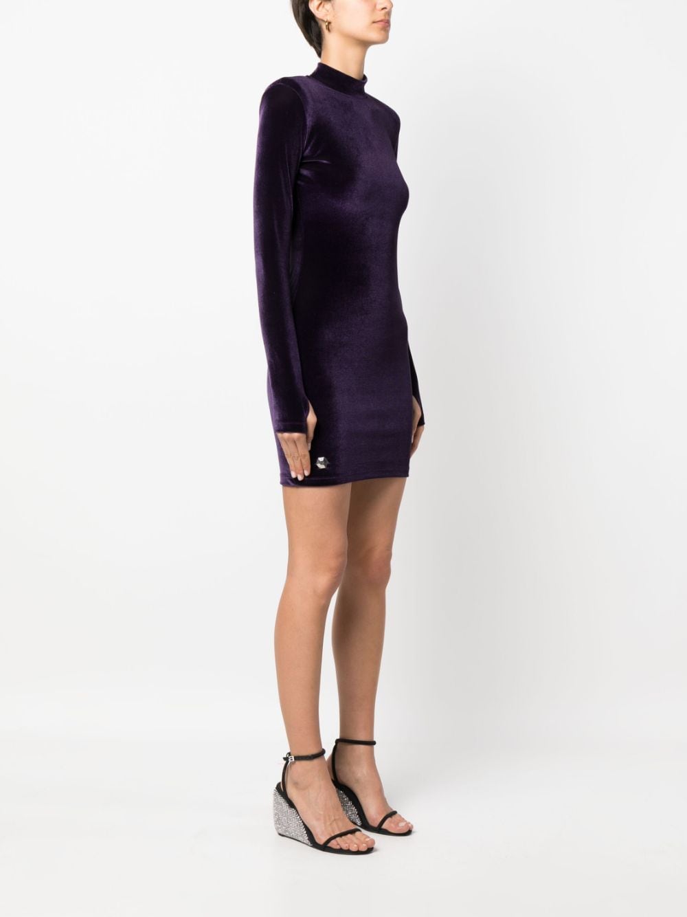 Philipp Plein fitted velour mini dress - Image 3