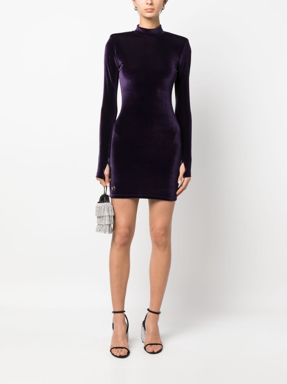 Philipp Plein fitted velour mini dress - Image 2