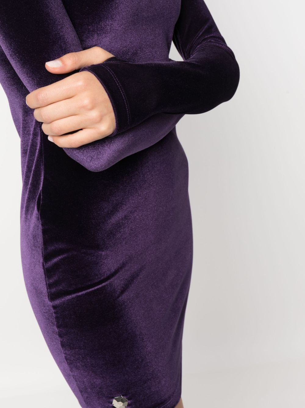 Philipp Plein fitted velour mini dress - Image 5