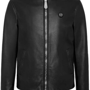 Philipp Plein logo-patch leather jacket