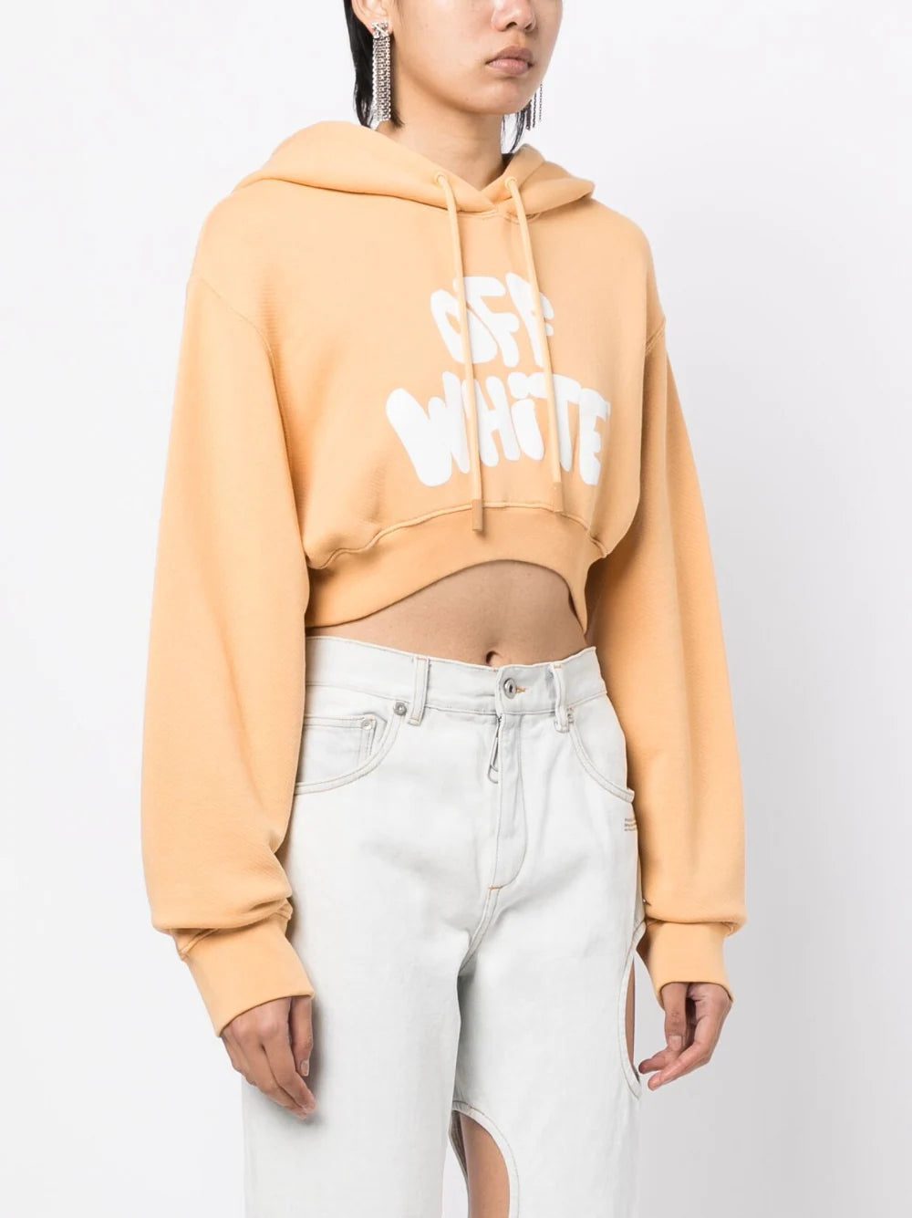 Off-White logo-print cropped hoodie - Image 3