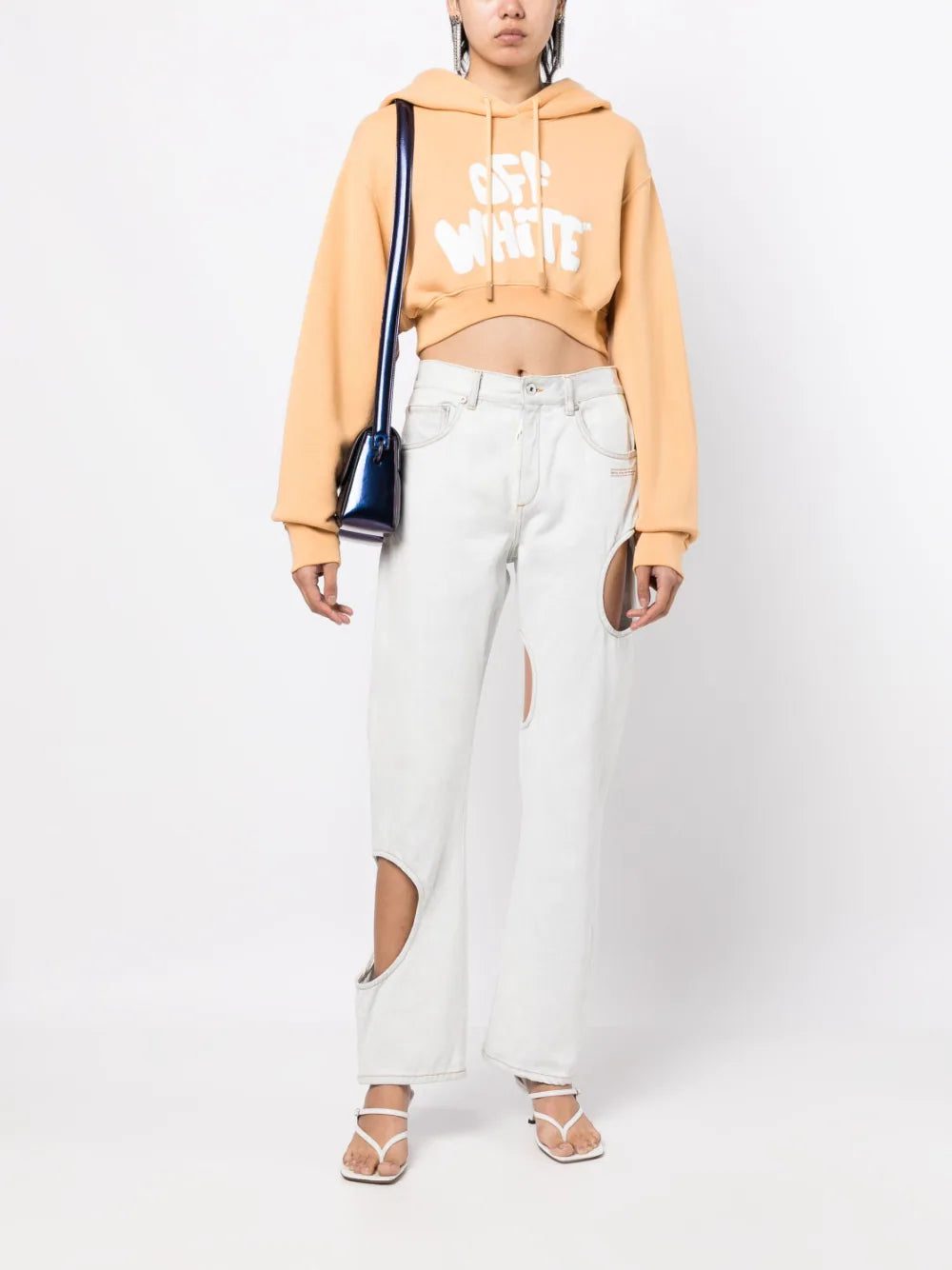 Off-White logo-print cropped hoodie - Image 2