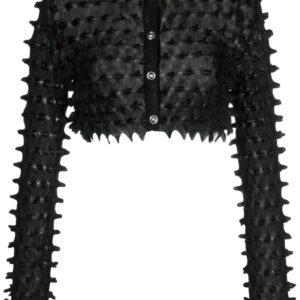 Versace  spike-textured cropped cardigan