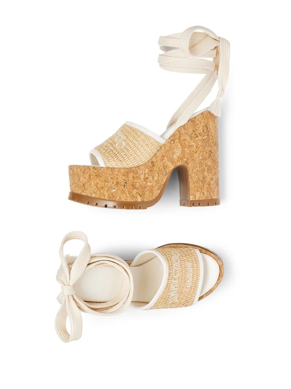 Jimmy Choo Gal 130mm raffia platform sandals. - Image 4