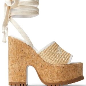 Jimmy Choo  Gal 130mm raffia platform sandals.