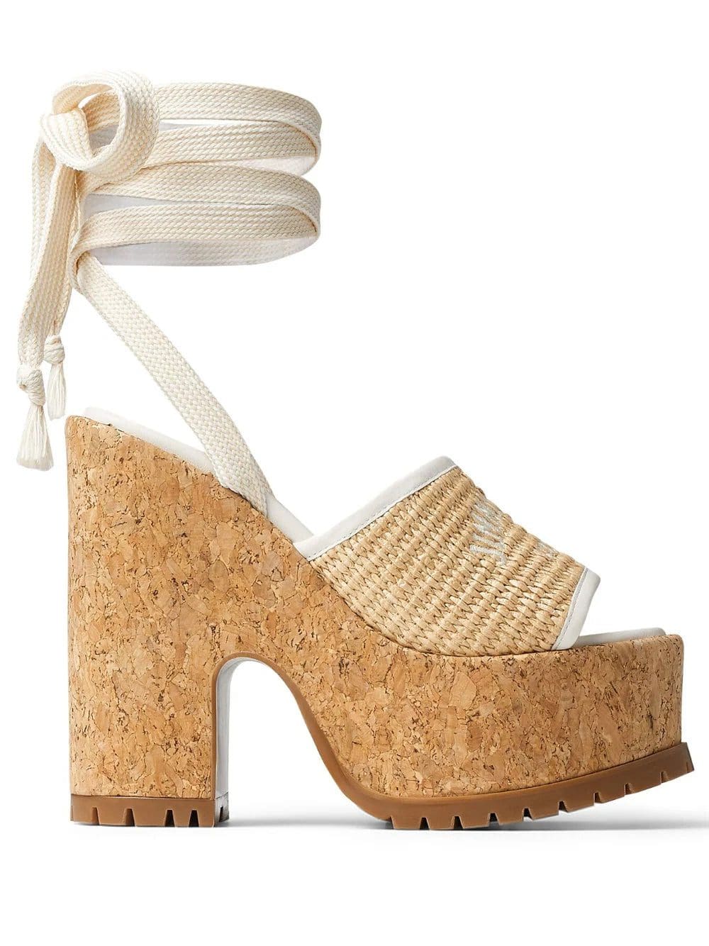 Jimmy Choo Gal 130mm raffia platform sandals.
