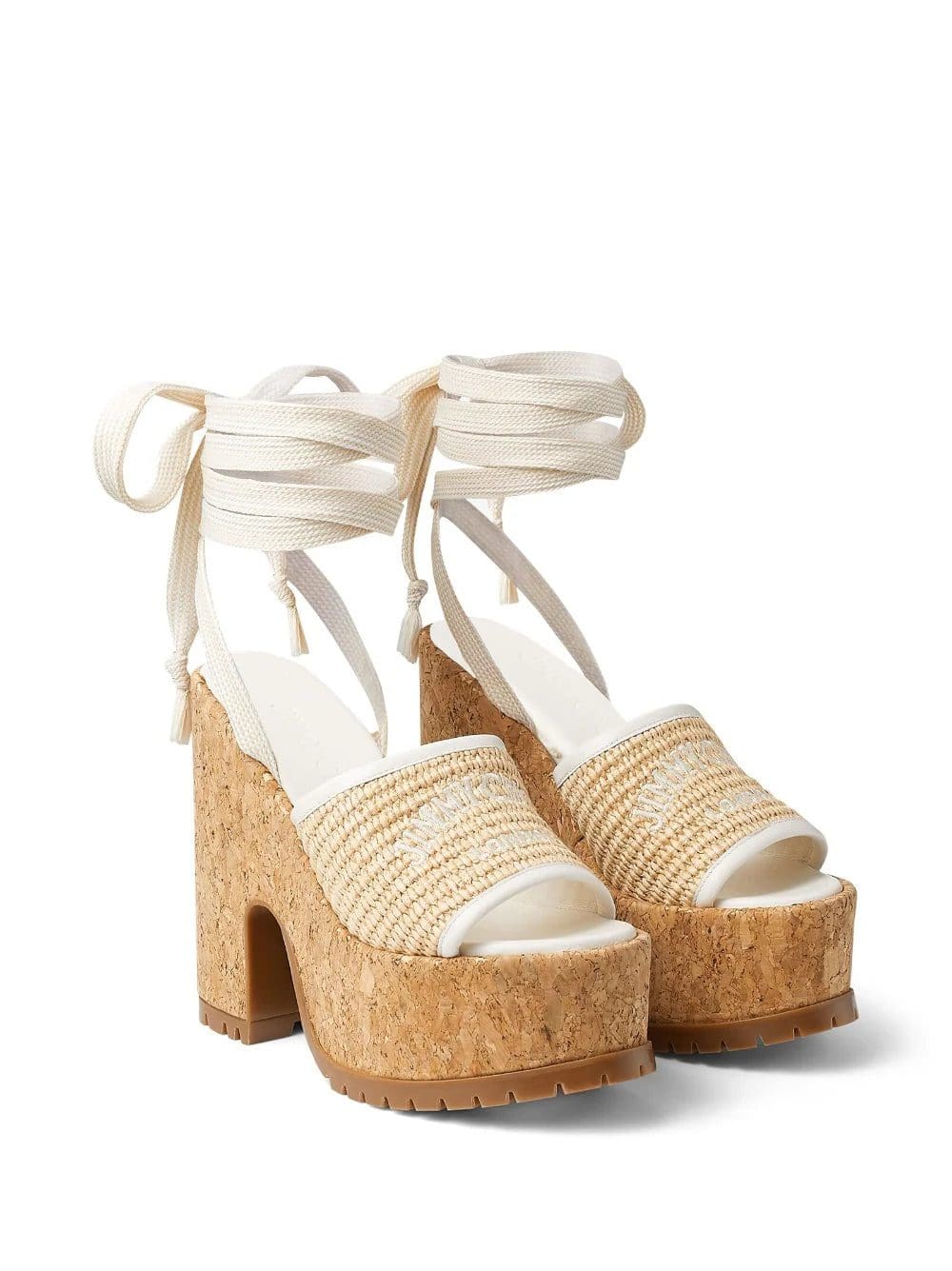 Jimmy Choo Gal 130mm raffia platform sandals. - Image 2