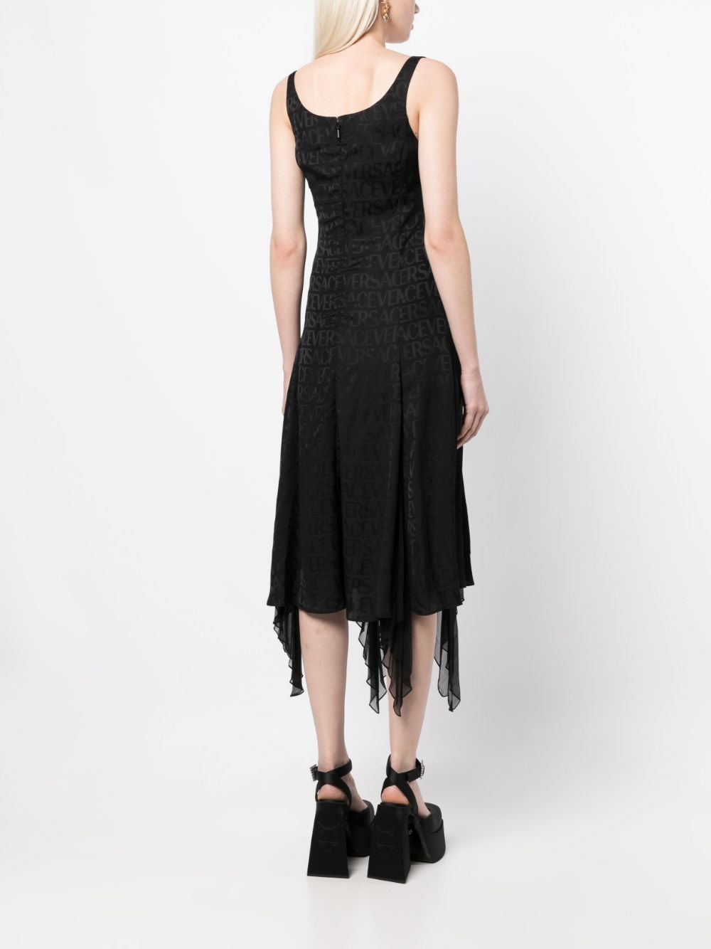 Versace logo-jacquard ruffle-detail dress - Image 3