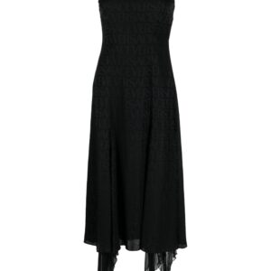 Versace logo-jacquard ruffle-detail dress