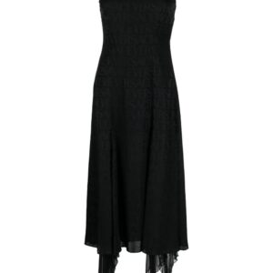 Versace  logo-jacquard ruffle-detail dress