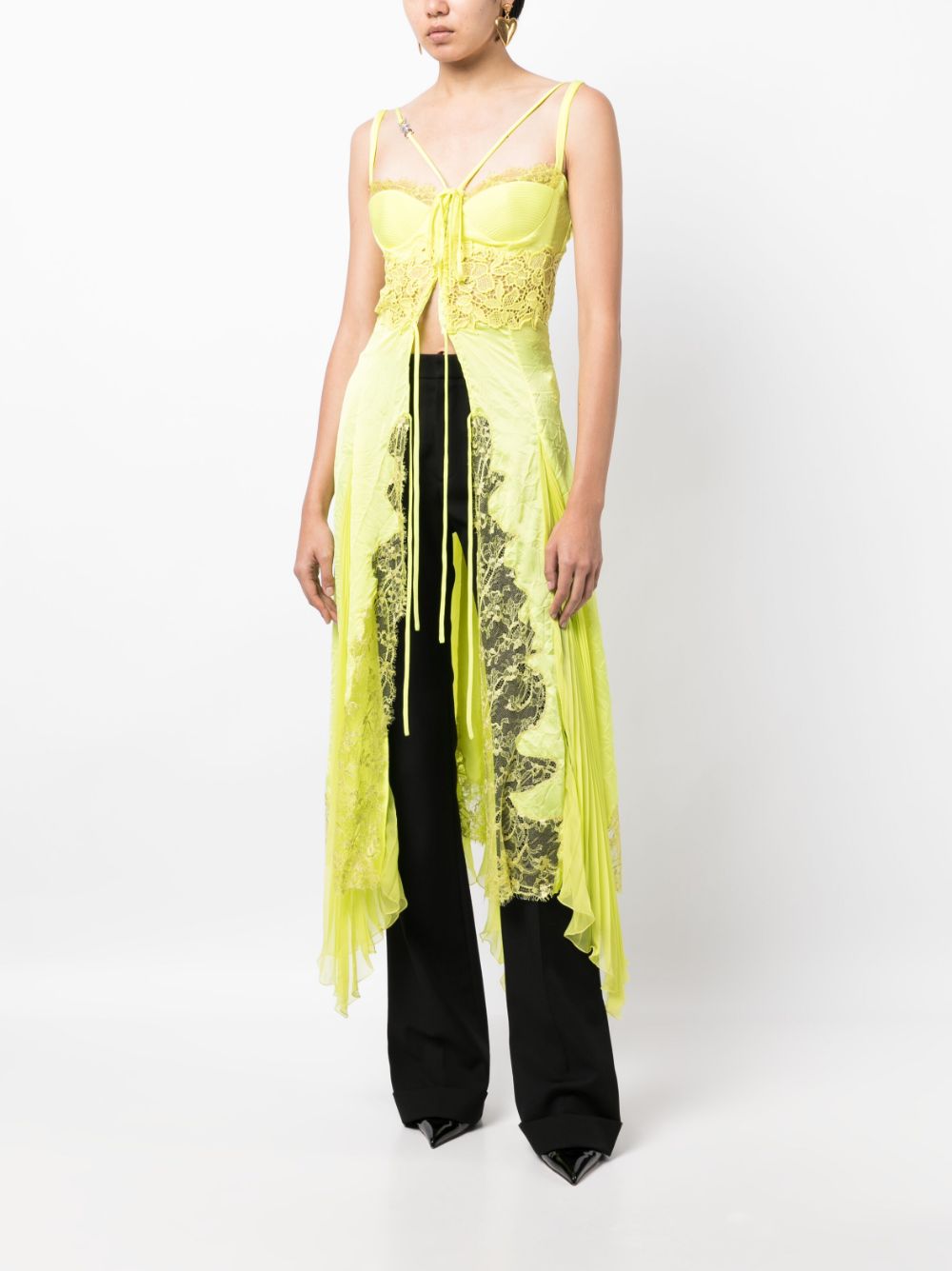 Versace sheer-lace asymmetric satin dress - Image 2