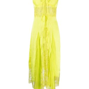 Versace sheer-lace asymmetric satin dress