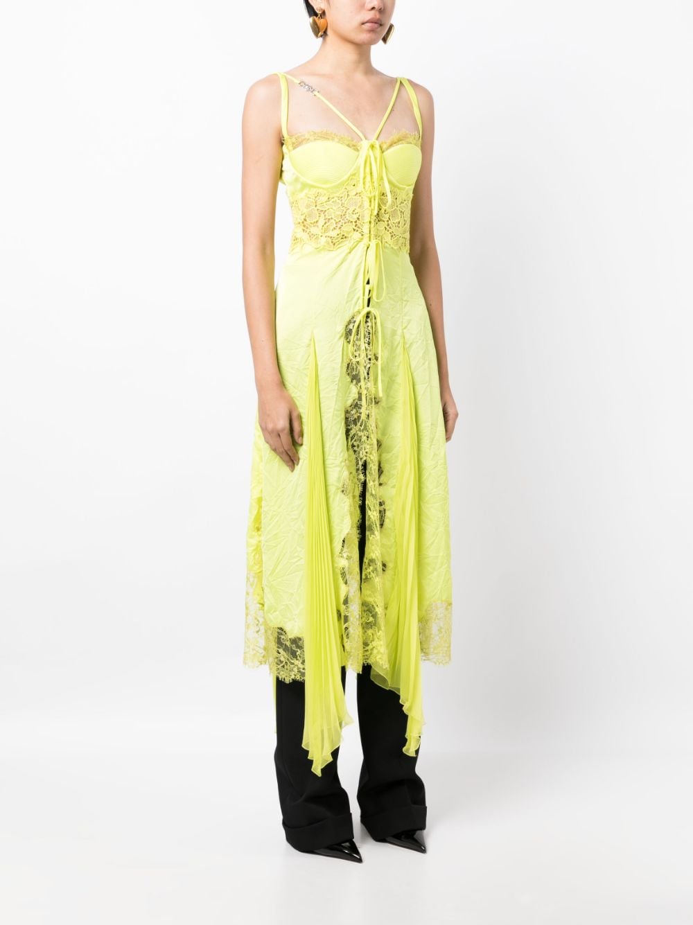 Versace sheer-lace asymmetric satin dress - Image 3