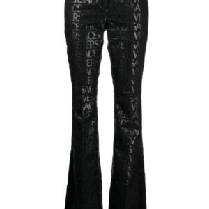 Versace  logo-jacquard flared-leg trousers