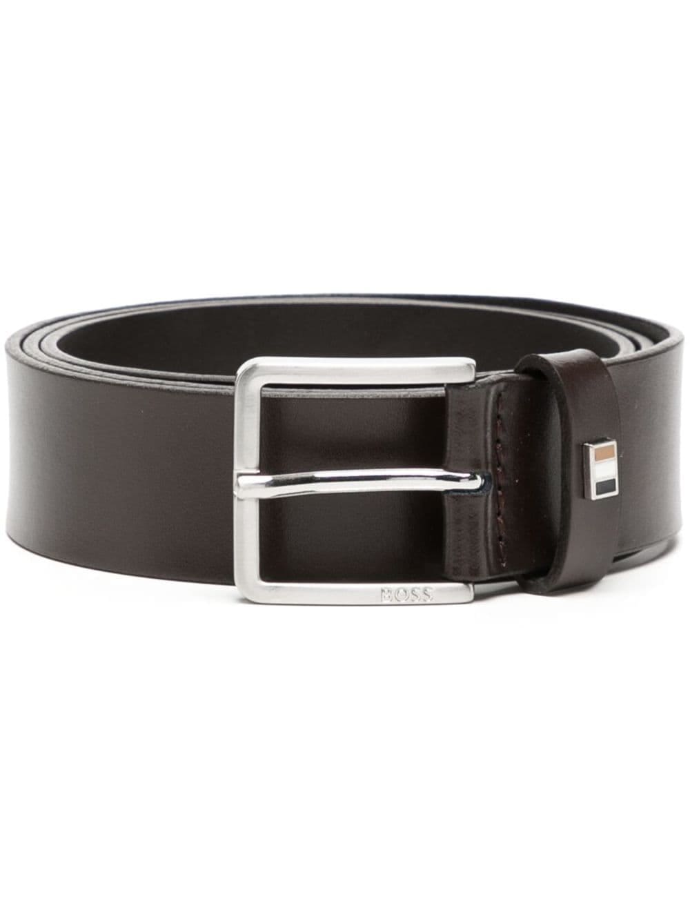 Louis Vuitton logo-engraved leather buckle belt