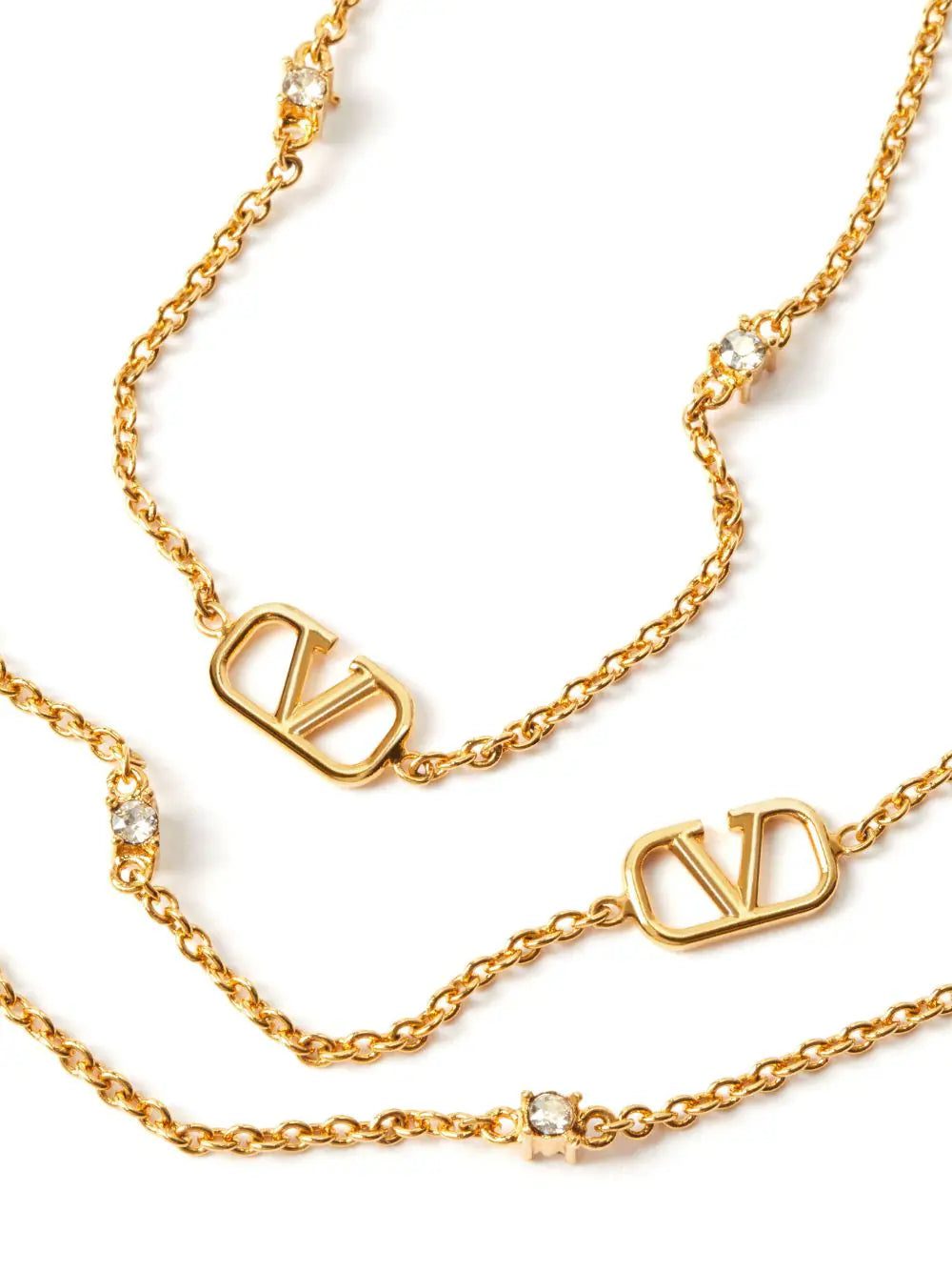 Valentino Garavani VLogo Signature Swarovski-embellished layered necklace - Image 4