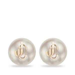 Jimmy Choo debossed-logo pearl earrings