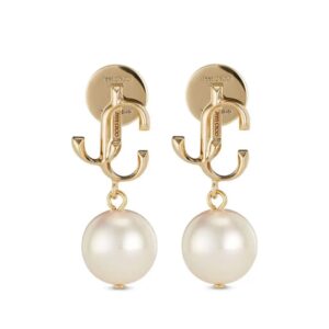 Jimmy Choo logo-lettering pearl earrings