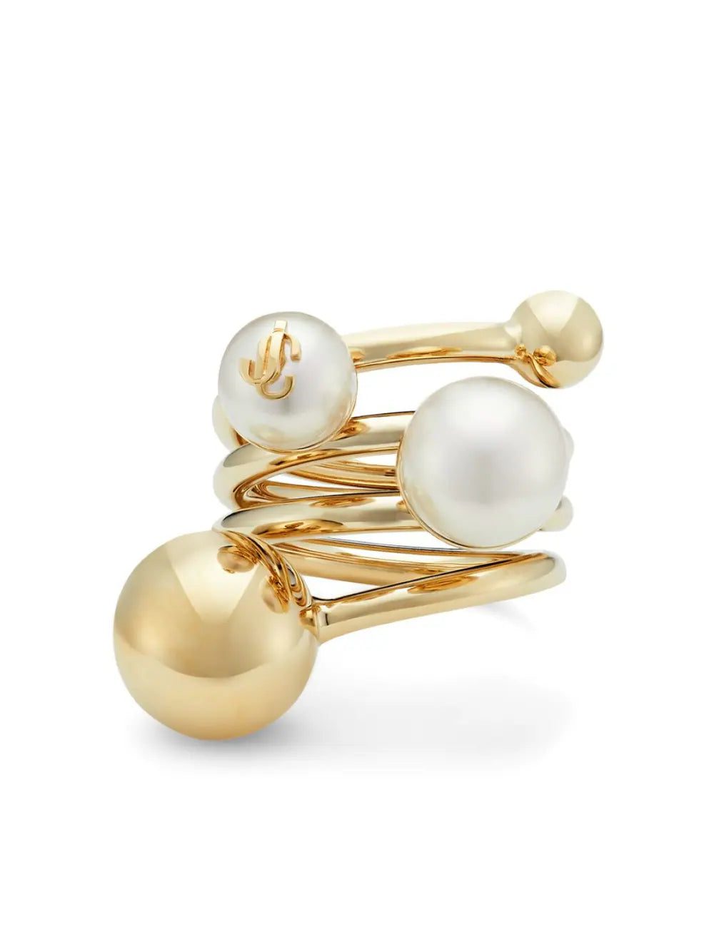 Jimmy Choo debossed-logo multi-pearl ring