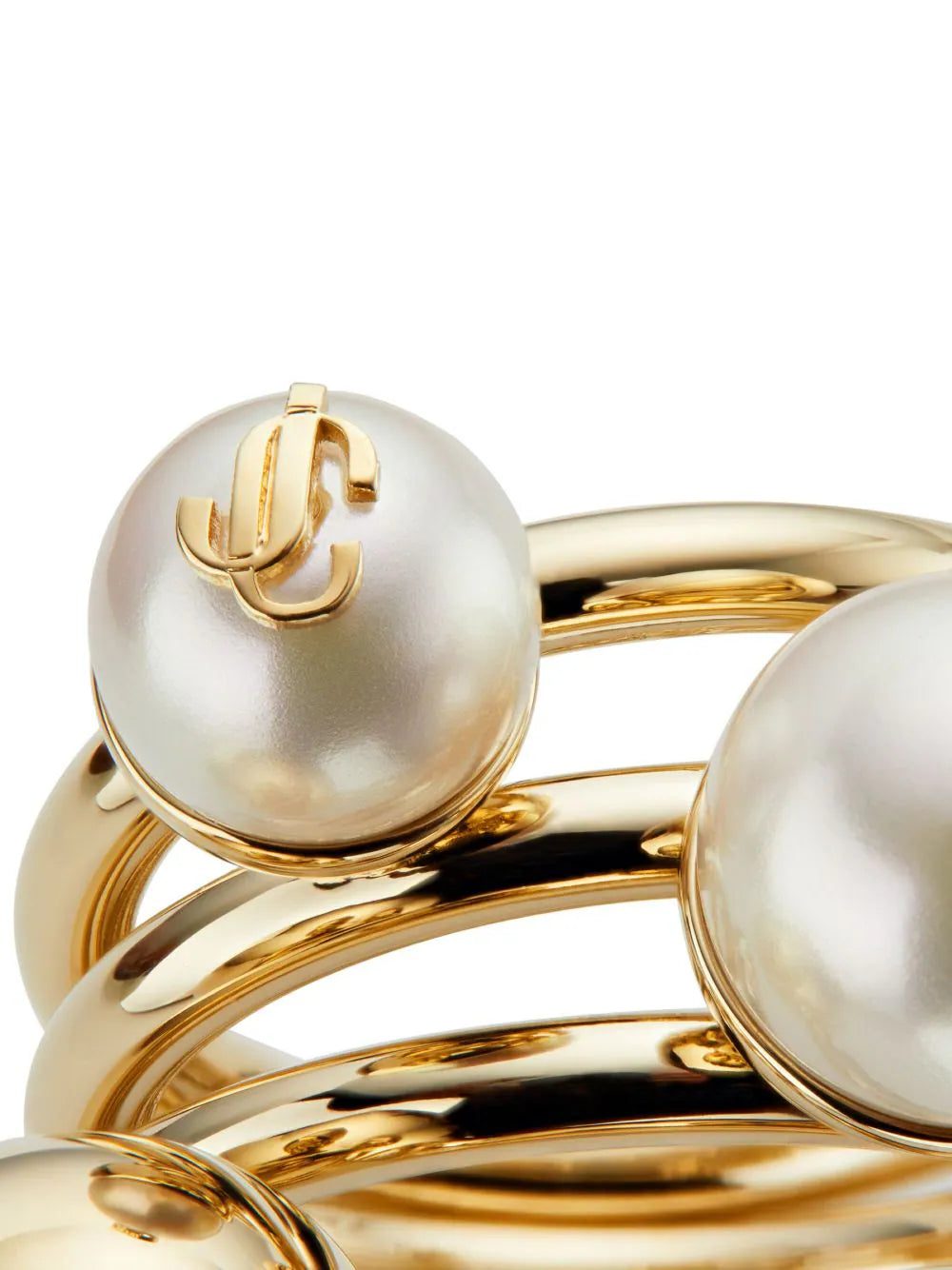 Jimmy Choo debossed-logo multi-pearl ring - Image 3