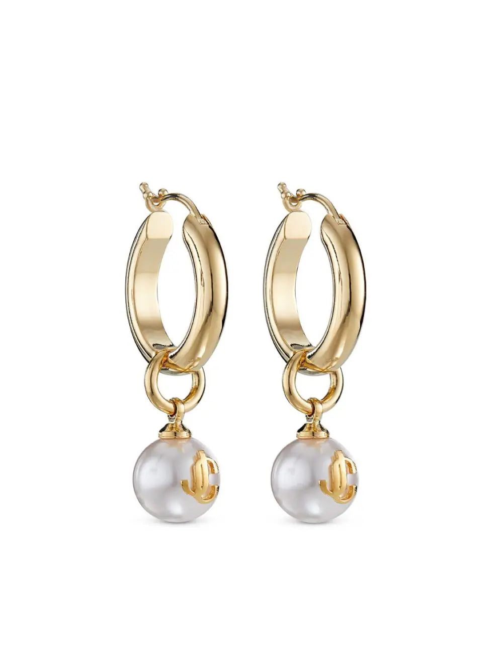Jimmy Choo debossed-logo pearl-detail hoops - Image 3