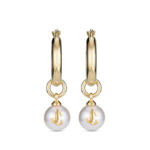 Jimmy Choo debossed-logo pearl-detail hoops