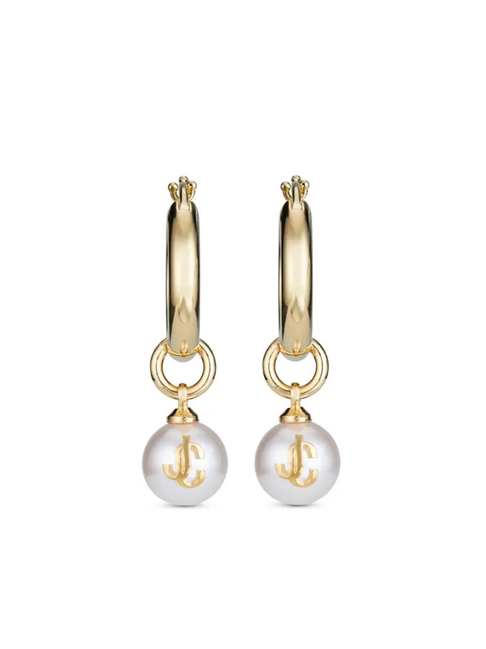 Jimmy Choo debossed-logo pearl-detail hoops