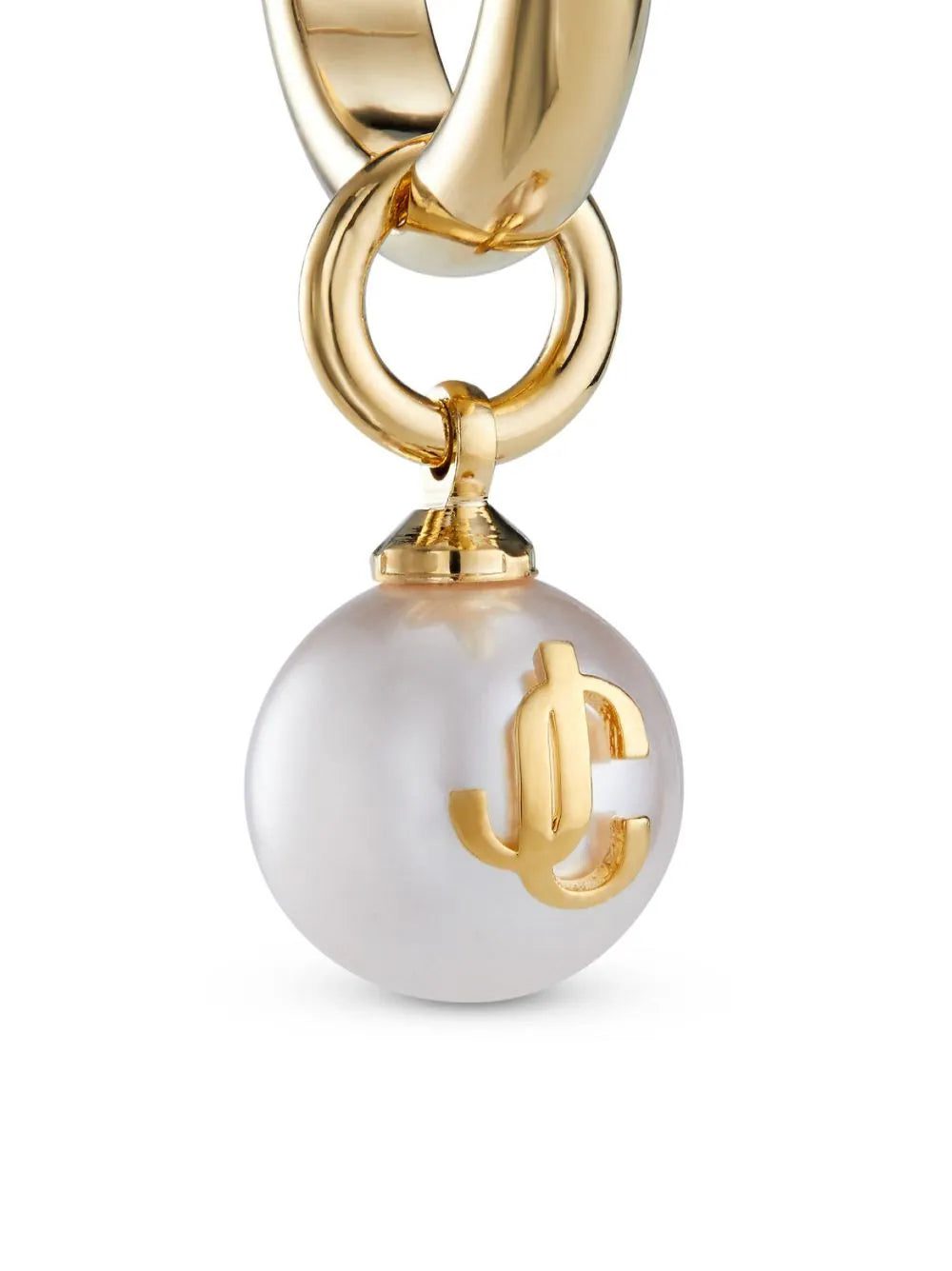Jimmy Choo debossed-logo pearl-detail hoops - Image 4