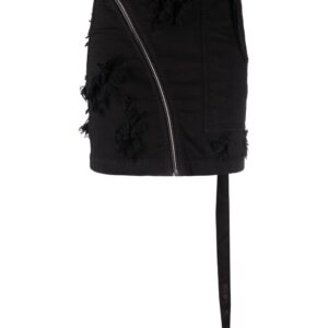 Rick Owens DRKSHDW zip-detail frayed skirt