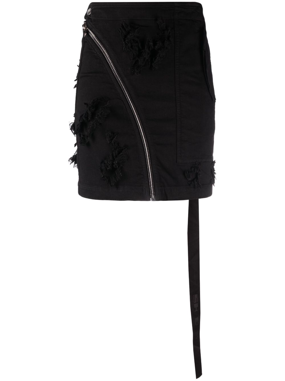 Rick Owens DRKSHDW zip-detail frayed skirt
