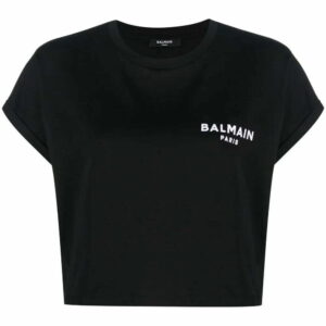Balmain  logo-print cropped T-shirt