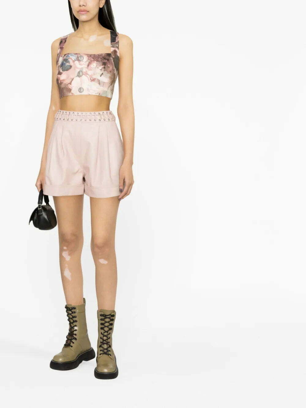 Balmain Sky-print leather crop top - Image 2