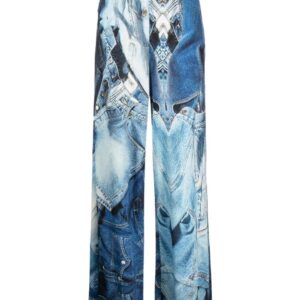 MOSCHINO JEANS  graphic-print wide-leg trousers