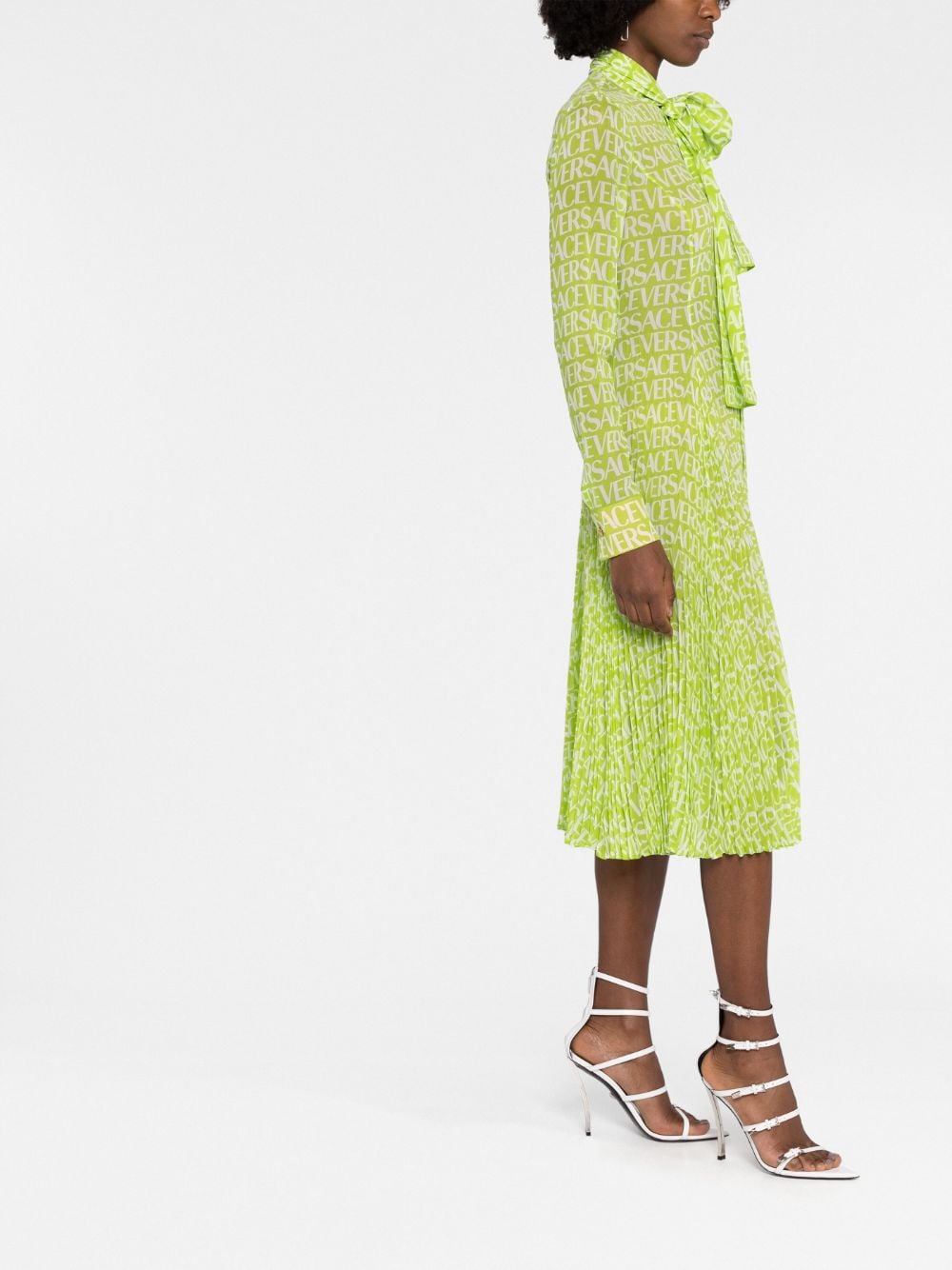 Versace logo-print silk shirtdress - Image 5